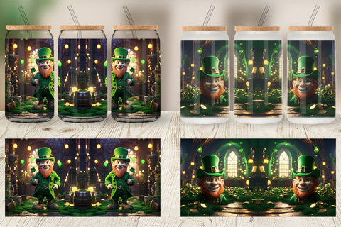 Glass Can Leprechaun Patrick's Day Sublimation artnoy 
