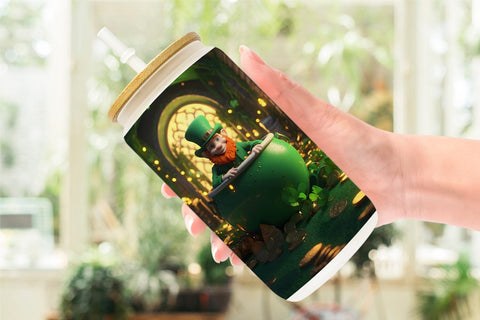 Glass Can Leprechaun Patrick's Day Sublimation artnoy 
