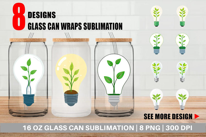 Glass Can Light Bulb with Plant Sublimation artnoy 