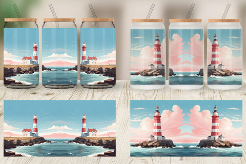 Glass Can Lighthouse Illustration Sublimation artnoy 
