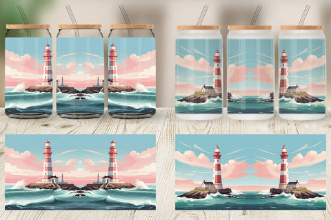Glass Can Lighthouse Illustration Sublimation artnoy 