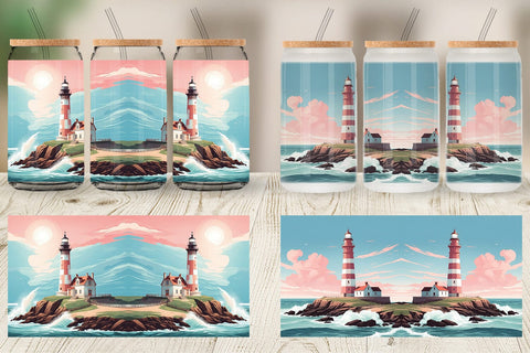 Glass Can Lighthouse Illustration Sublimation artnoy 