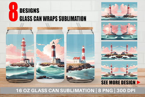 Glass Can Lighthouse Illustration Sublimation artnoy 