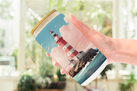 Glass Can Lighthouse Illustration Sublimation artnoy 