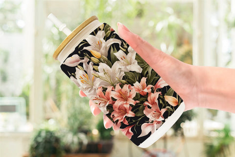 Glass Can Lily Pattern Sublimation artnoy 