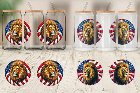 Glass Can Lion 4th of July Sublimation artnoy 