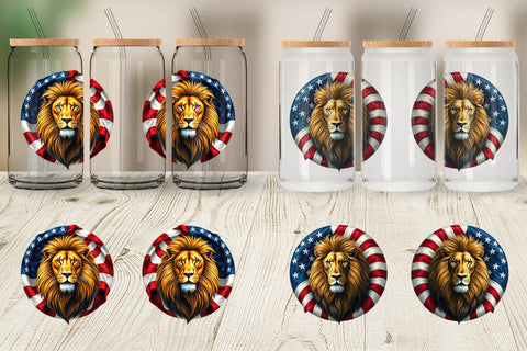 Glass Can Lion 4th of July Sublimation artnoy 