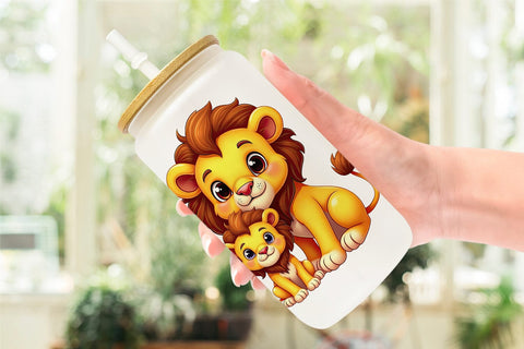Glass Can Lion Mother's Day Sublimation artnoy 