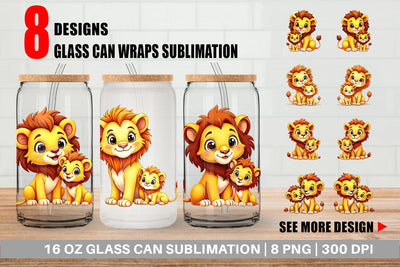 Glass Can Lion Mother's Day Sublimation artnoy 