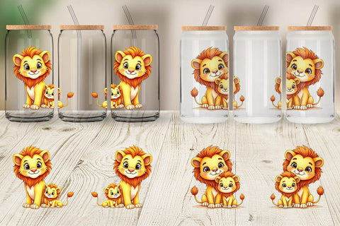 Glass Can Lion Mother's Day Sublimation artnoy 