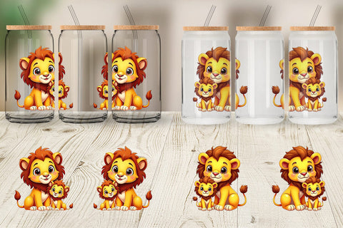 Glass Can Lion Mother's Day Sublimation artnoy 