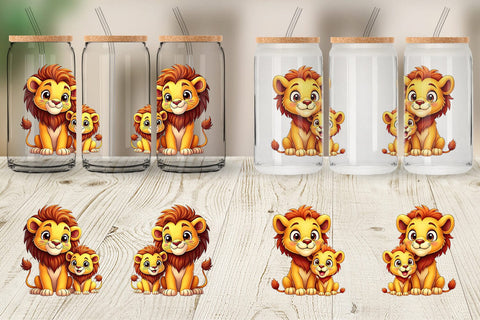 Glass Can Lion Mother's Day Sublimation artnoy 