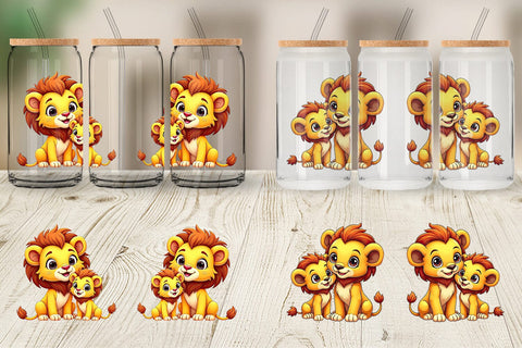 Glass Can Lion Mother's Day Sublimation artnoy 