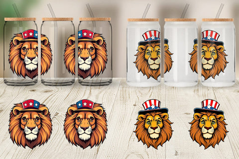 Glass Can Lion Patriotic Sublimation artnoy 