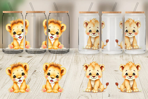 Glass Can Lion Wildlife Sublimation artnoy 