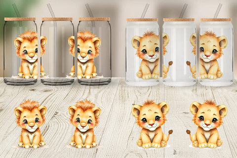 Glass Can Lion Wildlife Sublimation artnoy 