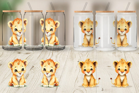 Glass Can Lion Wildlife Sublimation artnoy 