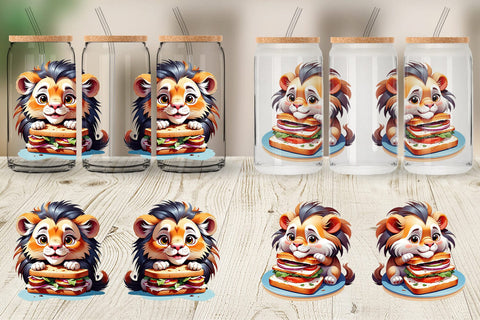 Glass Can Lion with Sandwich Sublimation artnoy 
