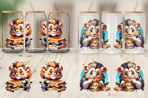 Glass Can Lion with Sandwich Sublimation artnoy 
