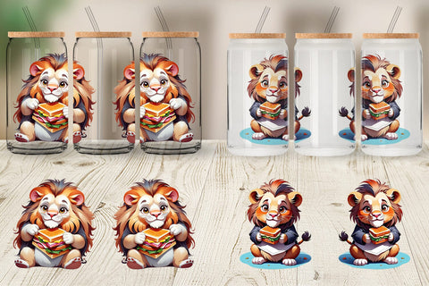 Glass Can Lion with Sandwich Sublimation artnoy 