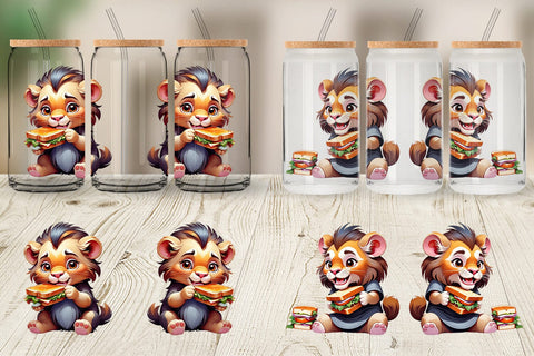 Glass Can Lion with Sandwich Sublimation artnoy 
