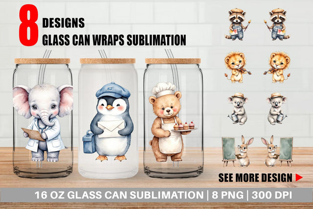 Glass Can Little Animal Jobs Sublimation artnoy 