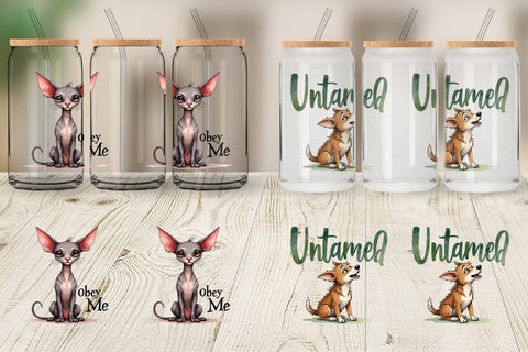 Glass Can Little Tyrant Canine Watercolor Quotes Sublimation artnoy 