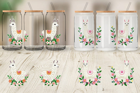 Glass Can Llama Embroidery Sublimation artnoy 