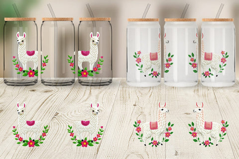 Glass Can Llama Embroidery Sublimation artnoy 