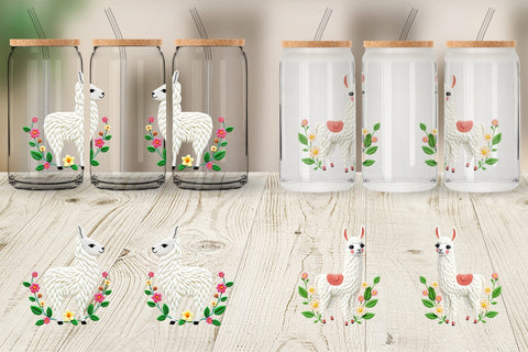 Glass Can Llama Embroidery Sublimation artnoy 