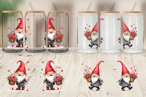 Glass Can Love Basket Gnome Sublimation artnoy 
