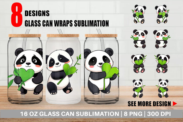 Glass Can Love Panda Sublimation artnoy 