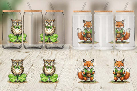 Glass Can Lucky St Patricks Animal Sublimation artnoy 