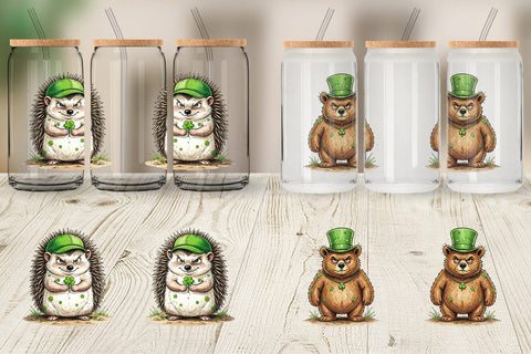 Glass Can Lucky St Patricks Animal Sublimation artnoy 