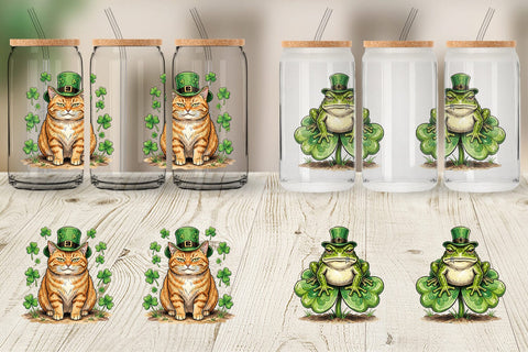 Glass Can Lucky St Patricks Animal Sublimation artnoy 