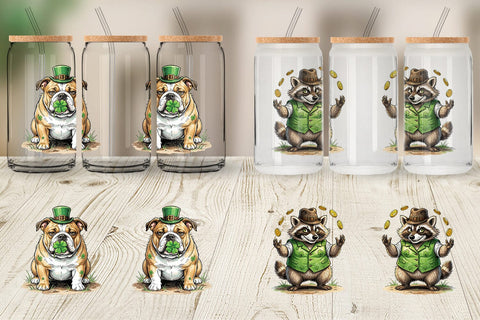 Glass Can Lucky St Patricks Animal Sublimation artnoy 