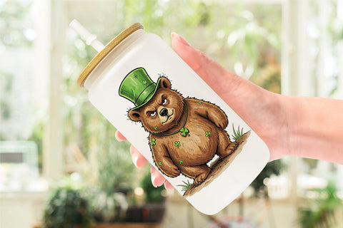 Glass Can Lucky St Patricks Animal Sublimation artnoy 