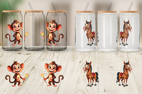 Glass Can Lunar New Year Cuties 2026 Watercolor Sublimation artnoy 