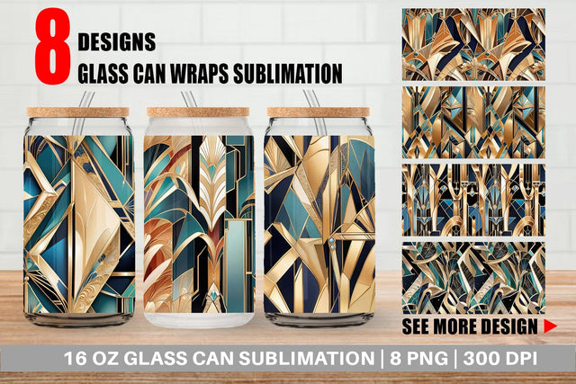 Glass Can Luxury Art Deco Geometric Sublimation artnoy 