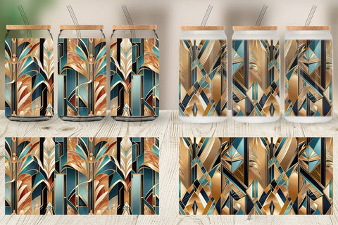 Glass Can Luxury Art Deco Geometric Sublimation artnoy 