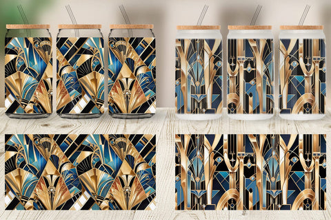 Glass Can Luxury Art Deco Geometric Sublimation artnoy 