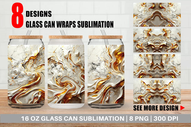 Glass Can Luxury Fluid Marble Sublimation artnoy 