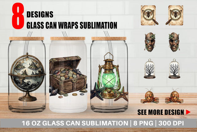 Glass Can Macabre Gothic Scholar Desk Sublimation artnoy 