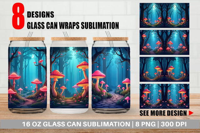 Glass Can Magic Forest Sublimation artnoy 