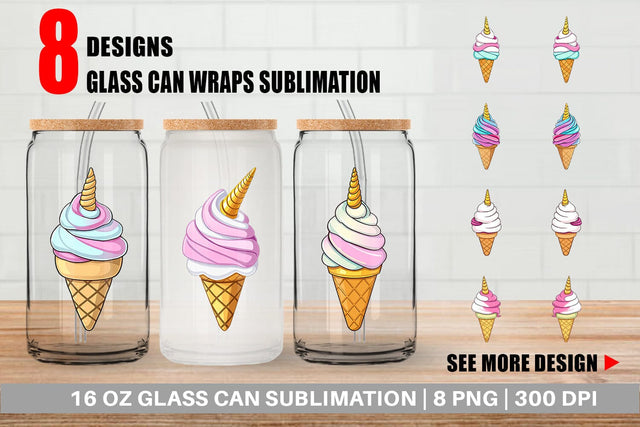 Glass Can Magical Ice Cream Sublimation artnoy 