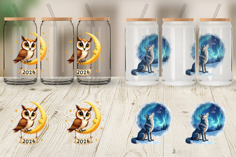 Glass Can Magical Midnight Celebration 2026 Animals Sublimation artnoy 