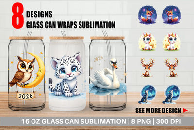 Glass Can Magical Midnight Celebration 2026 Animals Sublimation artnoy 