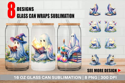 Glass Can Magical Spellbook Ghost Sublimation artnoy 