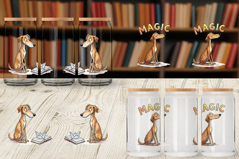 Glass Can Magical Storytime Dog Watercolor Sublimation artnoy 