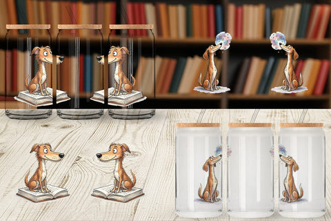 Glass Can Magical Storytime Dog Watercolor Sublimation artnoy 